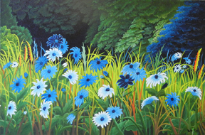 Blue and White Daisies