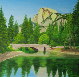 Merced River, Stoneman Bridge, and Half-Dome